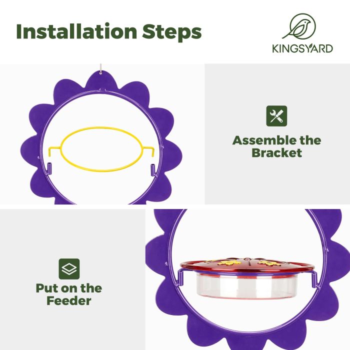 Purple Kingsyard Floral Shape Tray Hummingbird Feeder with Ant Moat 5