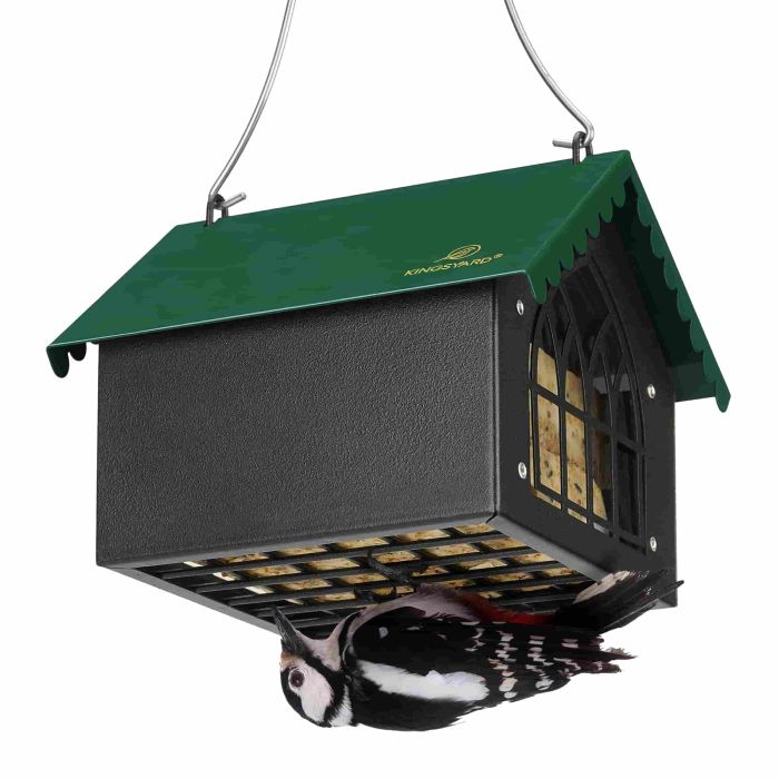 Green Kingsyard Metal Upside Down Double Suet Bird Feeder 3 Green Kingsyard Metal Upside Down Double Suet Bird Feeder 3