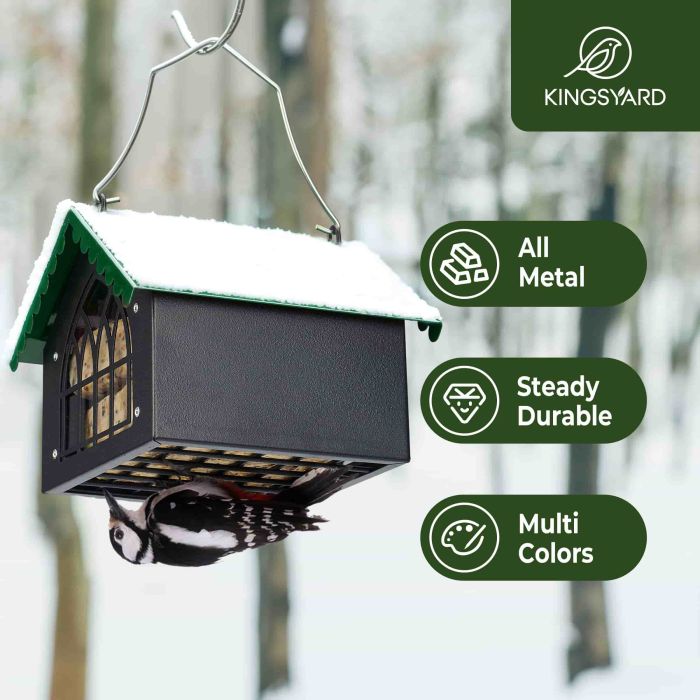 Green Kingsyard Metal Upside Down Double Suet Bird Feeder 6 Green Kingsyard Metal Upside Down Double Suet Bird Feeder 6