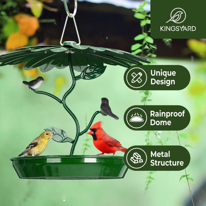 Kingsyard Platform Bird Feeder with Weatherproof Dome 6 Kingsyard Platform Bird Feeder with Weatherproof Dome 6