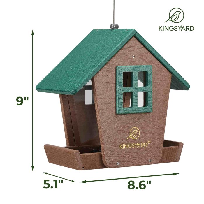Kingsyard Recycled Plastic Hopper Bird Feeder with Weatherproof Roof 5
