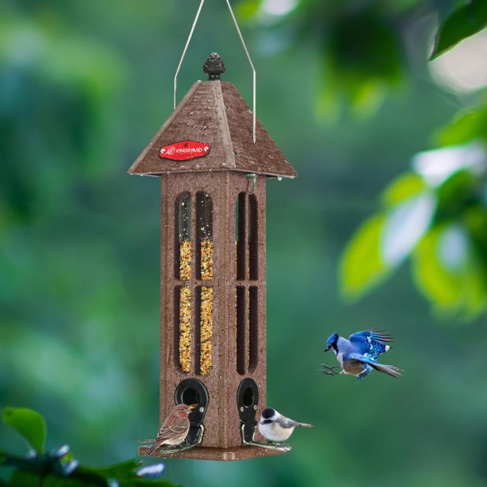 Brown Kingsyard Rainproof Tube Feeder with 4 Ports 1 Brown Kingsyard Rainproof Tube Feeder with 4 Ports 1