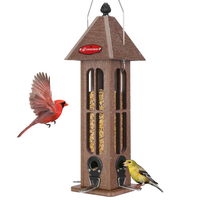 Brown Kingsyard Rainproof Tube Feeder with 4 Ports 2 Brown Kingsyard Rainproof Tube Feeder with 4 Ports 2