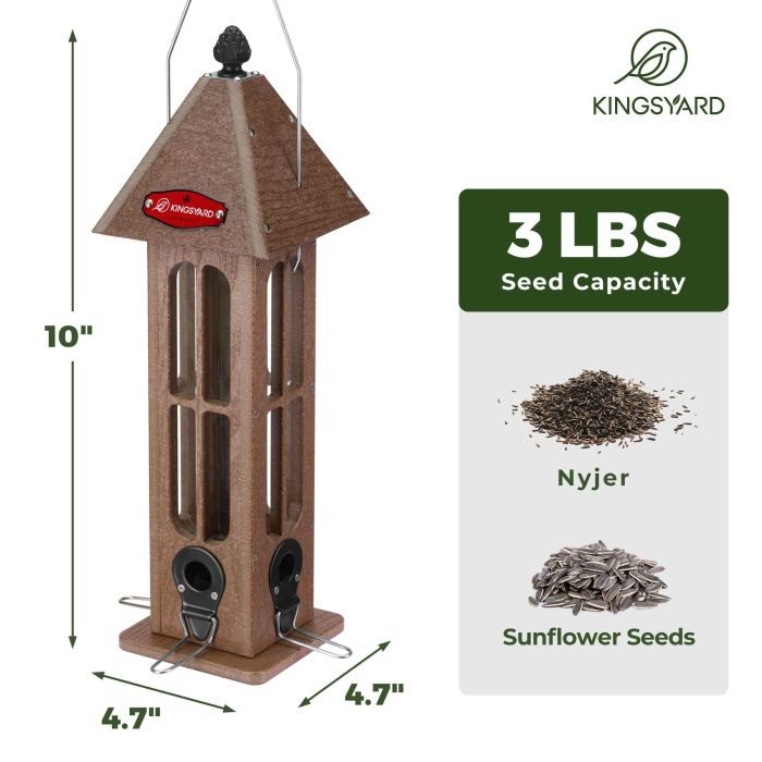 Brown Kingsyard Rainproof Tube Feeder with 4 Ports 3 Brown Kingsyard Rainproof Tube Feeder with 4 Ports 3