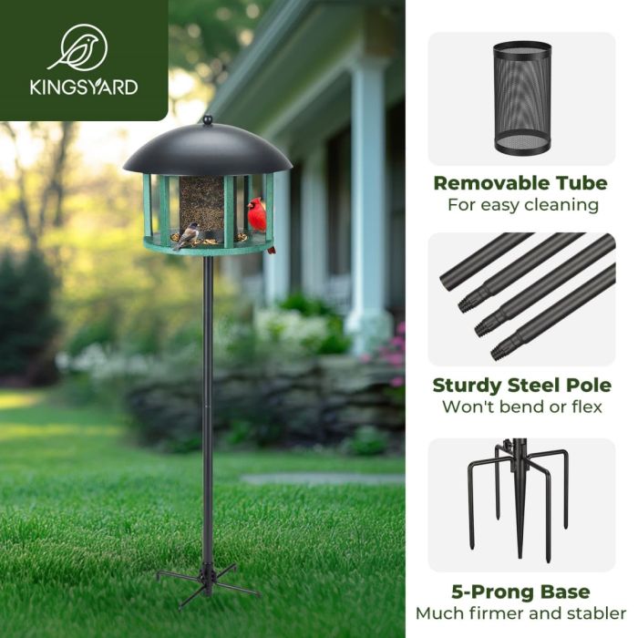 Kingsyard Platform Bird Feeder with Protective Dome 4