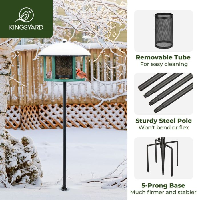 Kingsyard Platform Bird Feeder with Protective Dome 5