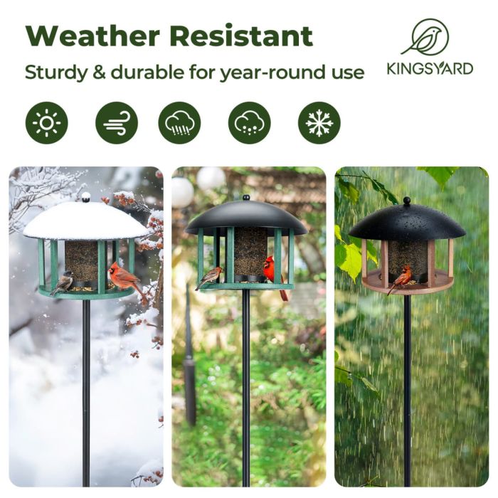 Kingsyard Platform Bird Feeder with Protective Dome 9