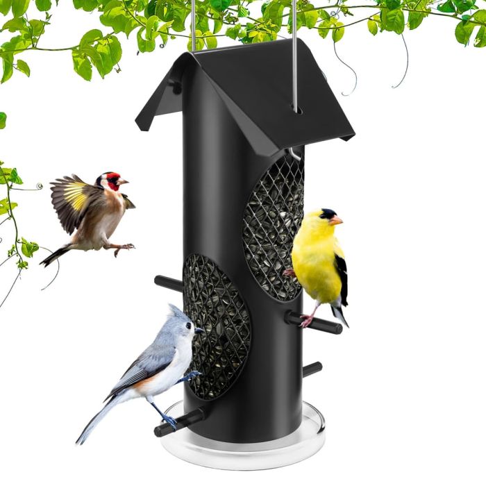 Black Kingsyard Squirrel Proof Mealworm Tube Bird Feeder 2 Black Kingsyard Squirrel Proof Mealworm Tube Bird Feeder 2