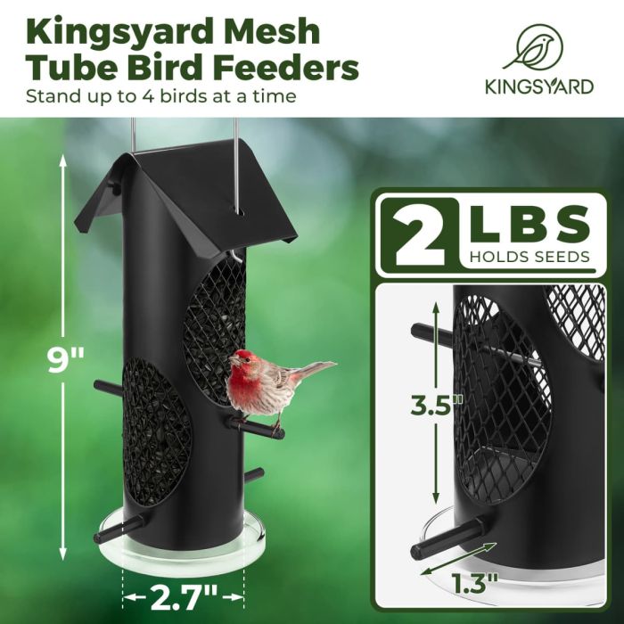 Black Kingsyard Squirrel Proof Mealworm Tube Bird Feeder 3 Black Kingsyard Squirrel Proof Mealworm Tube Bird Feeder 3