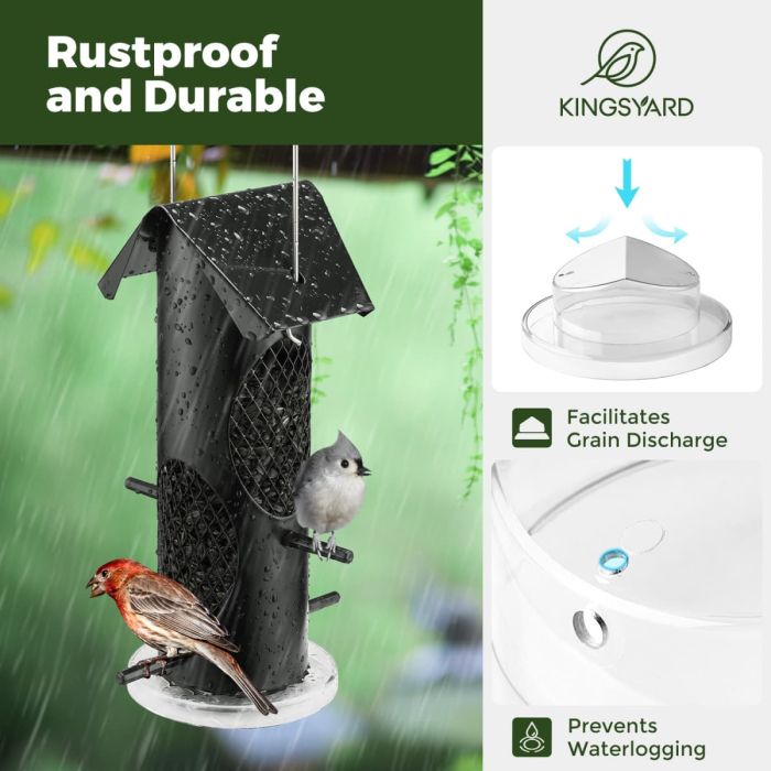 Black Kingsyard Squirrel Proof Mealworm Tube Bird Feeder 4 Black Kingsyard Squirrel Proof Mealworm Tube Bird Feeder 4