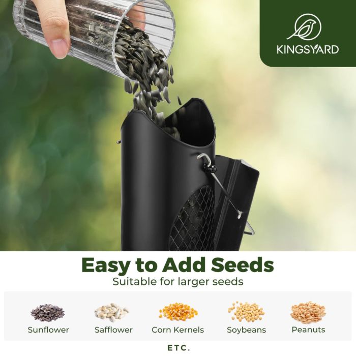 Black Kingsyard Squirrel Proof Mealworm Tube Bird Feeder 5 Black Kingsyard Squirrel Proof Mealworm Tube Bird Feeder 5