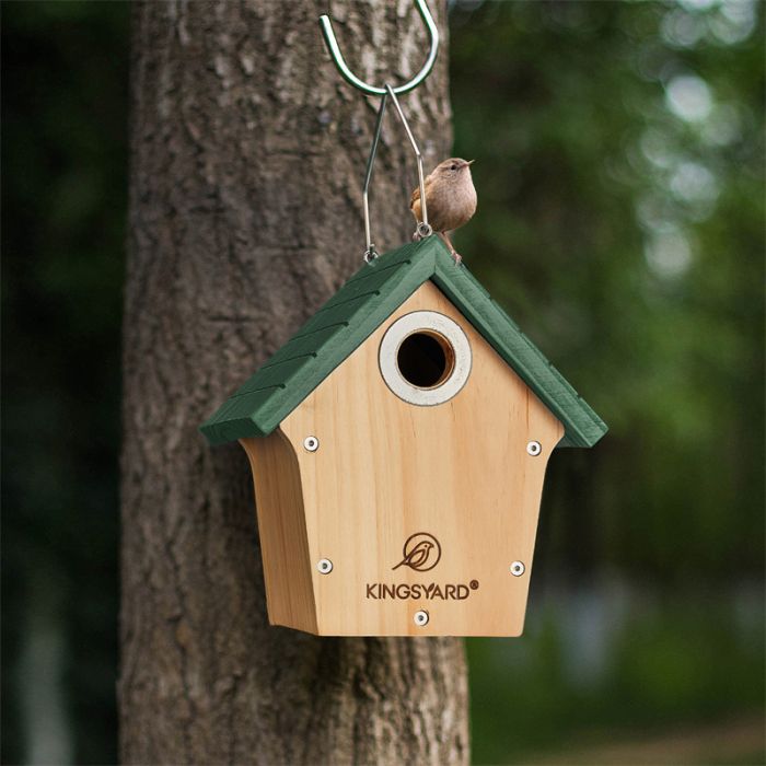 Green Kingsyard Wooden Wren House with 1” Hole for Nesting 5