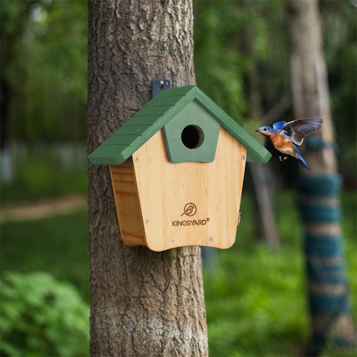 Green Kingsyard Wooden Bluebird House with 1.5'' Hole 7