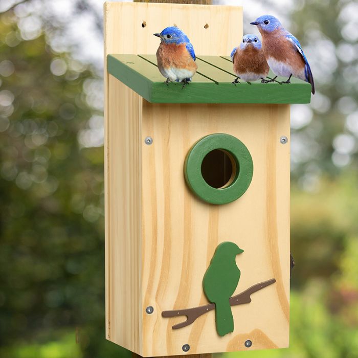 Kingsyard Wooden Bluebird House with 1.5'' Hole and Bird Pattern 1 Kingsyard Wooden Bluebird House with 1.5'' Hole and Bird Pattern 1