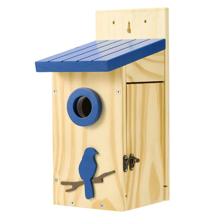 Royal Blue Kingsyard Wooden Bluebird House with 1.5'' Hole and Bird Pattern 2