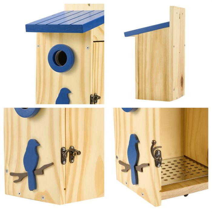 Royal Blue Kingsyard Wooden Bluebird House with 1.5'' Hole and Bird Pattern 3