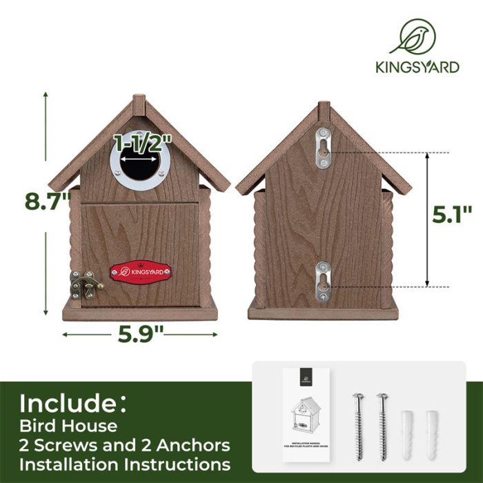 Brown Kingsyard Weatherproof Wooden Bluebird House with 1.5'' Hole 3 Brown Kingsyard Weatherproof Wooden Bluebird House with 1.5'' Hole 3