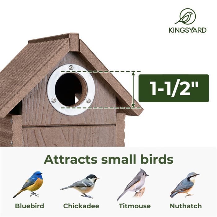 Brown Kingsyard Weatherproof Wooden Bluebird House with 1.5'' Hole 4 Brown Kingsyard Weatherproof Wooden Bluebird House with 1.5'' Hole 4