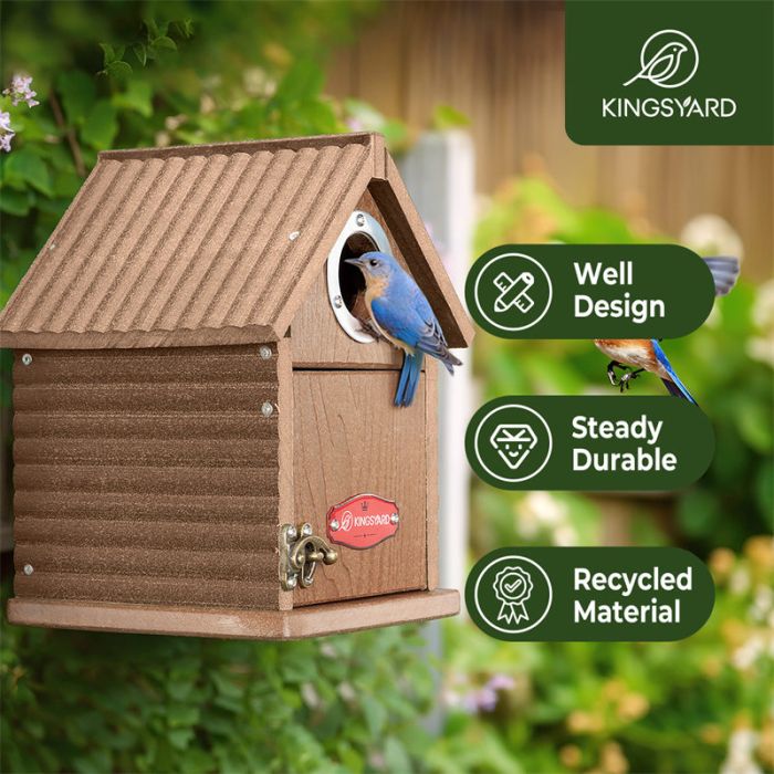 Brown Kingsyard Weatherproof Wooden Bluebird House with 1.5'' Hole 6 Brown Kingsyard Weatherproof Wooden Bluebird House with 1.5'' Hole 6