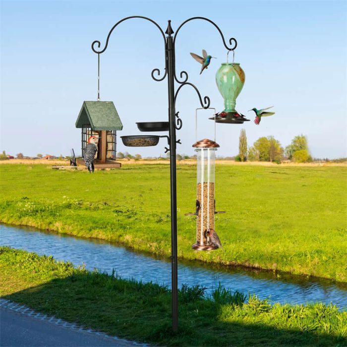 Black Kingsyard 85-Inch Bird Feeding Station Kit with 5-Prong Base 1 Black Kingsyard 85-Inch Bird Feeding Station Kit with 5-Prong Base 1
