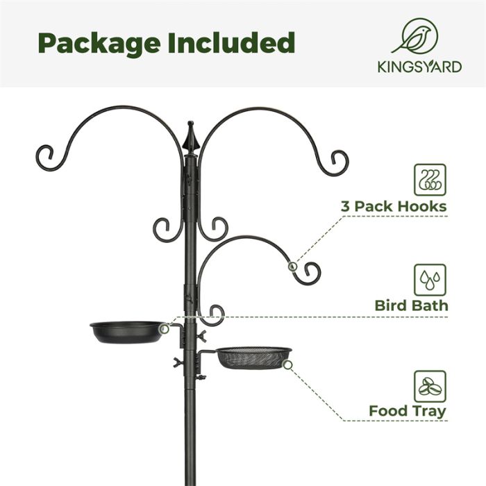 Black Kingsyard 85-Inch Bird Feeding Station Kit with 5-Prong Base 6 Black Kingsyard 85-Inch Bird Feeding Station Kit with 5-Prong Base 6