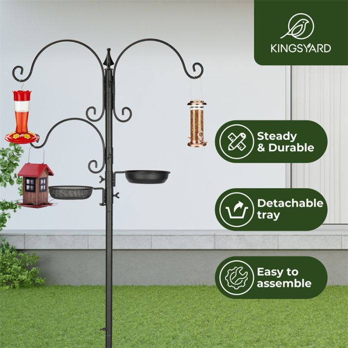 Black Kingsyard 85-Inch Bird Feeding Station Kit with 5-Prong Base 7 Black Kingsyard 85-Inch Bird Feeding Station Kit with 5-Prong Base 7