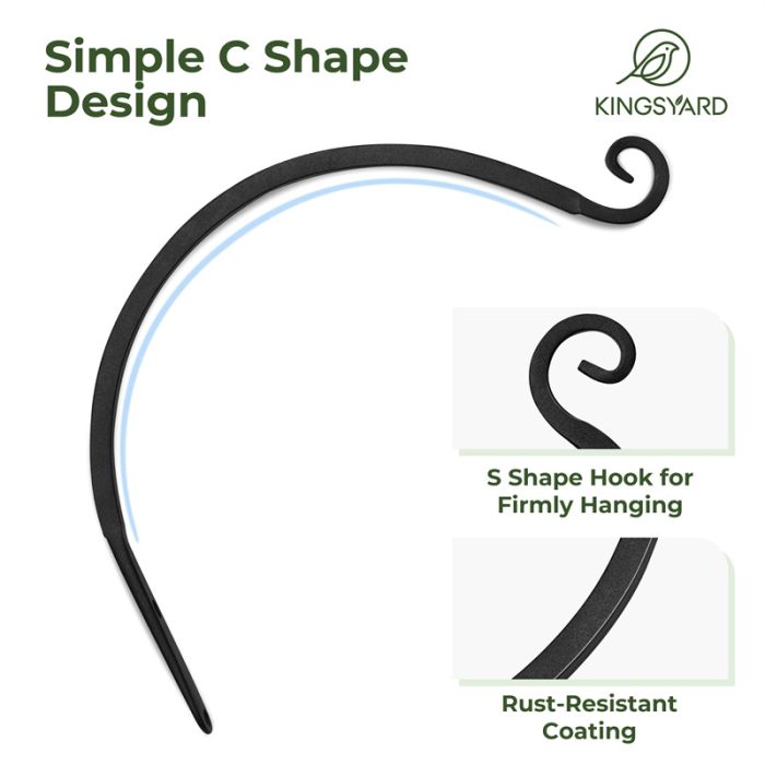 Black Kingsyard S Shape Metal Bird Feeder Hanger 4