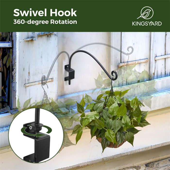 Black Kingsyard Rotatable Metal C-shaped Wall Hook 5