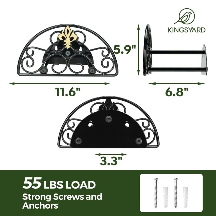 Iris Pattern Kingsyard Wall Mount Garden Hose Holder Holds 100Ft Hoses 3 Iris Pattern Kingsyard Wall Mount Garden Hose Holder Holds 100Ft Hoses 3