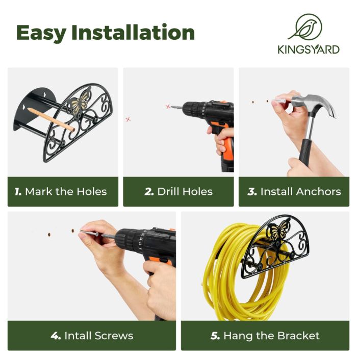 Iris Pattern Kingsyard Wall Mount Garden Hose Holder Holds 100Ft Hoses 4 Iris Pattern Kingsyard Wall Mount Garden Hose Holder Holds 100Ft Hoses 4