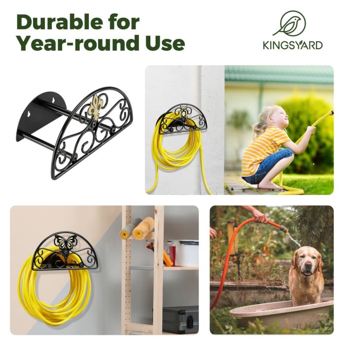 Iris Pattern Kingsyard Wall Mount Garden Hose Holder Holds 100Ft Hoses 6 Iris Pattern Kingsyard Wall Mount Garden Hose Holder Holds 100Ft Hoses 6