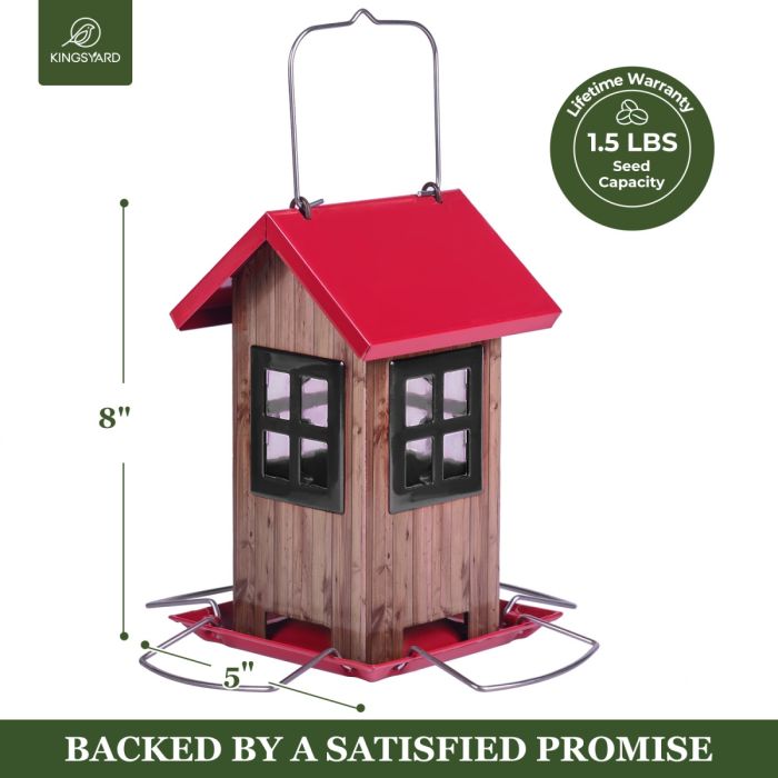 Red Roof & Black Window Kingsyard Small Bird House Feeder 3 Red Roof & Black Window Kingsyard Small Bird House Feeder 3