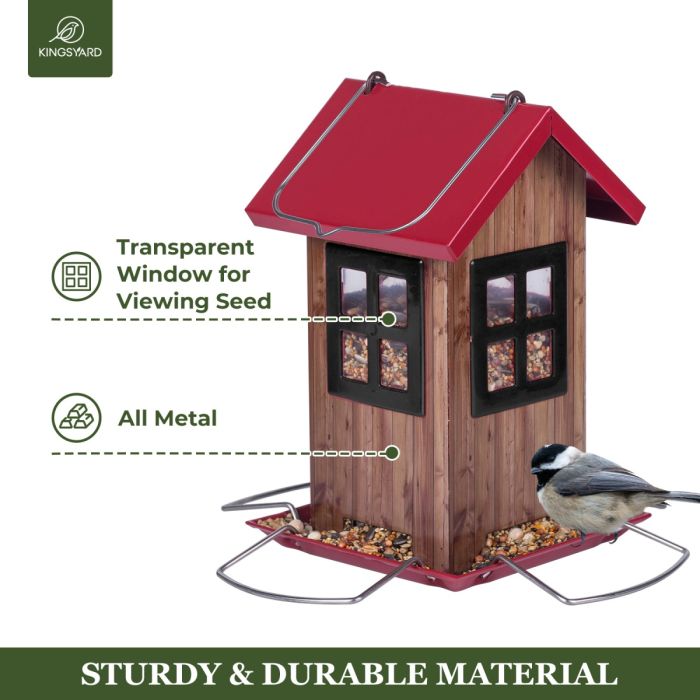 Red Roof & Black Window Kingsyard Small Bird House Feeder 4 Red Roof & Black Window Kingsyard Small Bird House Feeder 4