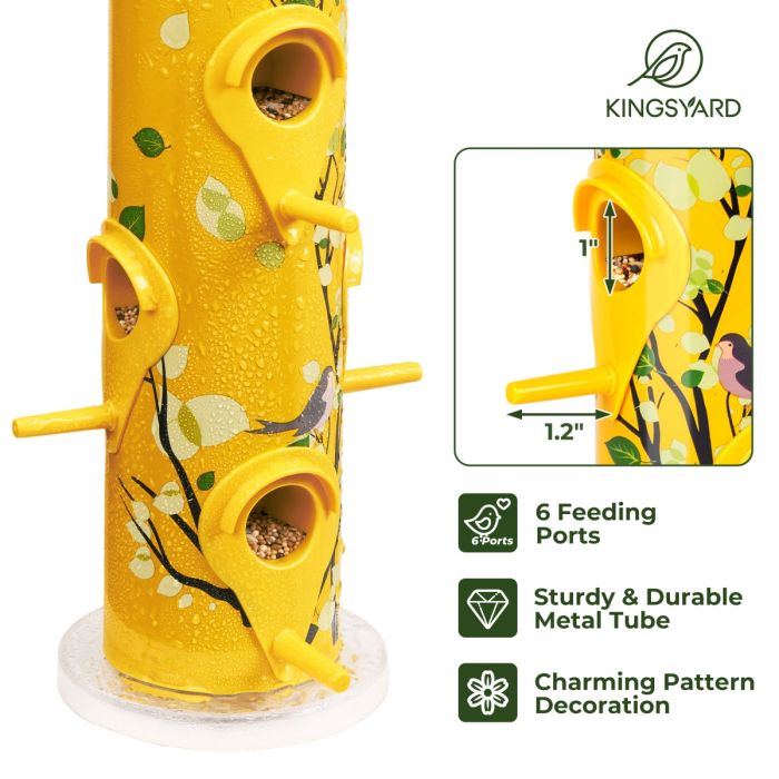 Yellow Kingsyard Artwork Metal Tube Bird Feeder 4 Yellow Kingsyard Artwork Metal Tube Bird Feeder 4