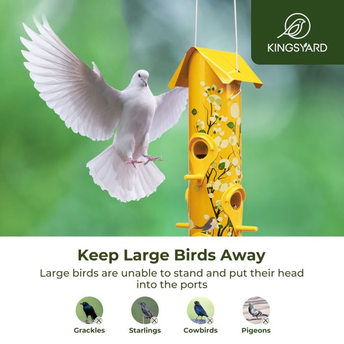Yellow Kingsyard Artwork Metal Tube Bird Feeder 5 Yellow Kingsyard Artwork Metal Tube Bird Feeder 5