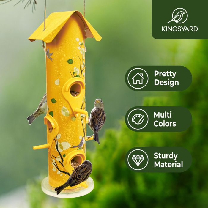 Yellow Kingsyard Artwork Metal Tube Bird Feeder 7 Yellow Kingsyard Artwork Metal Tube Bird Feeder 7
