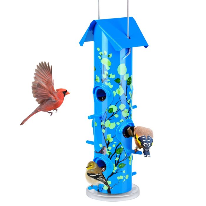 Blue Kingsyard Artwork Metal Tube Bird Feeder 2 Blue Kingsyard Artwork Metal Tube Bird Feeder 2