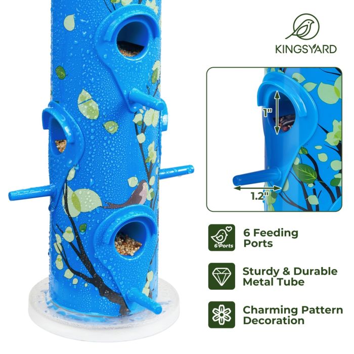 Blue Kingsyard Artwork Metal Tube Bird Feeder 4 Blue Kingsyard Artwork Metal Tube Bird Feeder 4