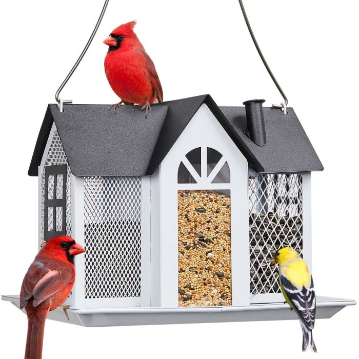 Kingsyard Metal House Bird Feeder with Large Tray 2 Kingsyard Metal House Bird Feeder with Large Tray 2