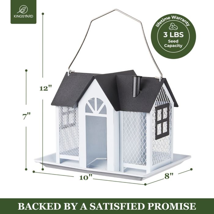Kingsyard Metal House Bird Feeder with Large Tray 3 Kingsyard Metal House Bird Feeder with Large Tray 3