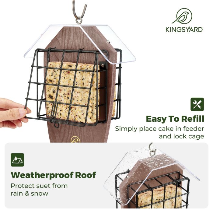 Brown Kingsyard Double Suet Weatherproof Bird Feeder 4 Brown Kingsyard Double Suet Weatherproof Bird Feeder 4