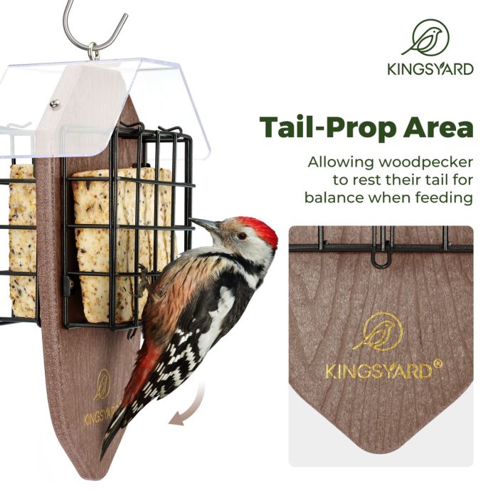 Brown Kingsyard Double Suet Weatherproof Bird Feeder 5 Brown Kingsyard Double Suet Weatherproof Bird Feeder 5
