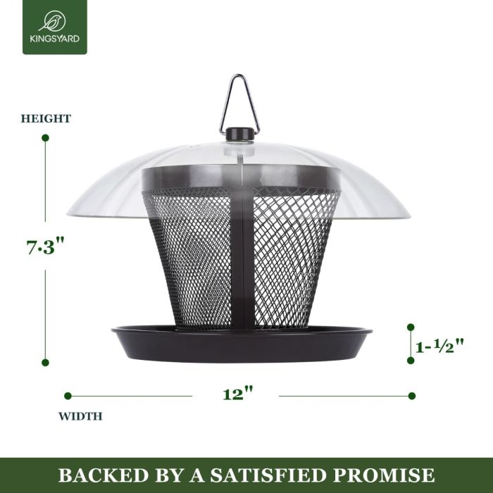 Iron Grey Kingsyard Dual-Use Metal Mesh Wild Bird Feeder with Weatherproof Dome 3 Iron Grey Kingsyard Dual-Use Metal Mesh Wild Bird Feeder with Weatherproof Dome 3