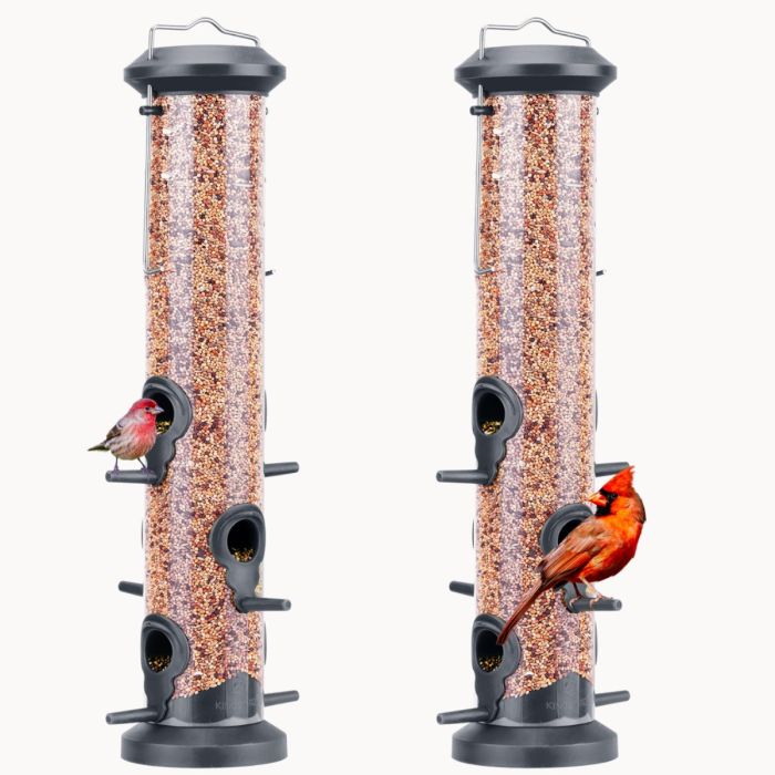 Black Kingsyard 2 Pack Weatherproof Tube Bird Feeder 2 Black Kingsyard 2 Pack Weatherproof Tube Bird Feeder 2