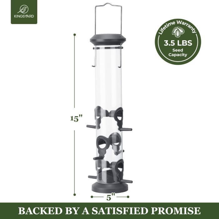 Black Kingsyard 2 Pack Weatherproof Tube Bird Feeder 3 Black Kingsyard 2 Pack Weatherproof Tube Bird Feeder 3