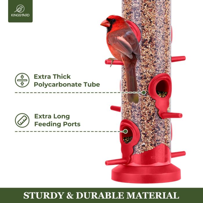 Red Kingsyard 2 Pack Weatherproof Tube Bird Feeder 4 Red Kingsyard 2 Pack Weatherproof Tube Bird Feeder 4