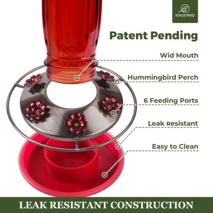 Kingsyard 16oz Glass Hummingbird Feeder With Ant Moat 4 Kingsyard 16oz Glass Hummingbird Feeder With Ant Moat 4