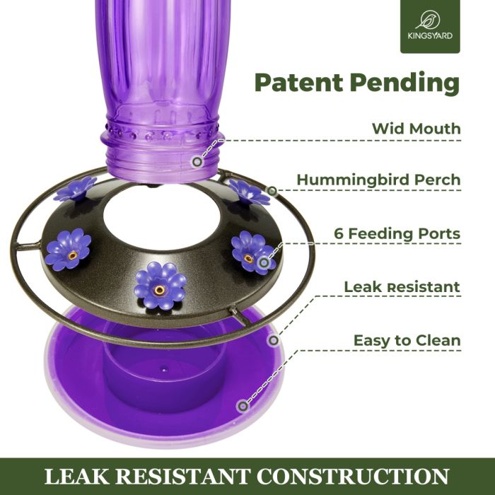 Purple Kingsyard 16oz Glass Hummingbird Feeder With Ant Moat 4 Purple Kingsyard 16oz Glass Hummingbird Feeder With Ant Moat 4