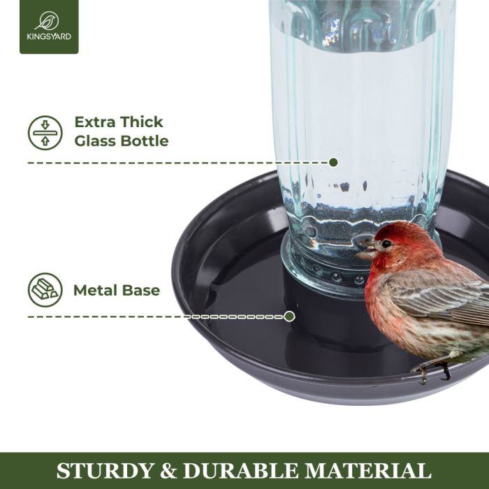 Green Kingsyard Glass Bird Waterer for Outdoor Use 4