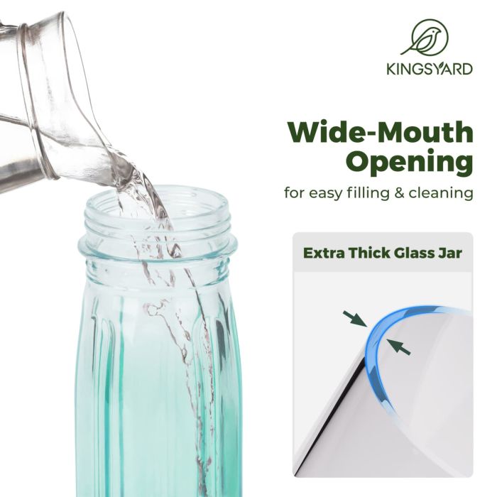 Green Kingsyard Glass Bird Waterer for Outdoor Use 5